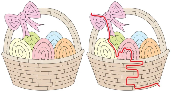 Laberinto de cesta de Pascua — Vector de stock