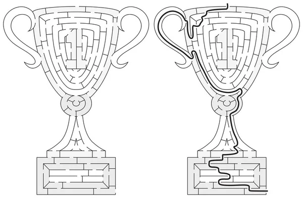 Pokal-Labyrinth auf Platz eins — Stockvektor