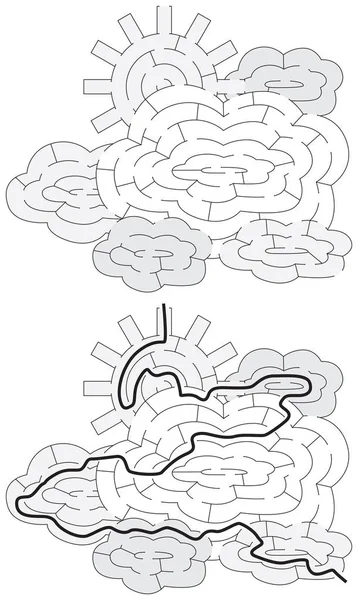 Easy sun and clouds maze — Stock Vector