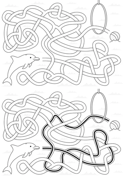 Dolphin maze — Stock Vector