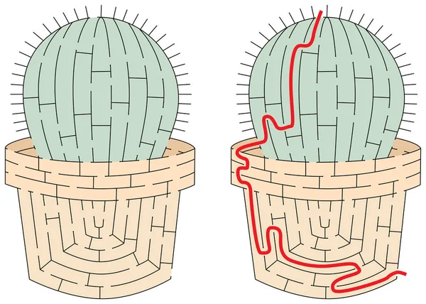 Labirin kaktus mudah - Stok Vektor