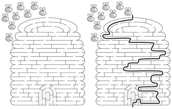 Labirin sarang lebah - Stok Vektor