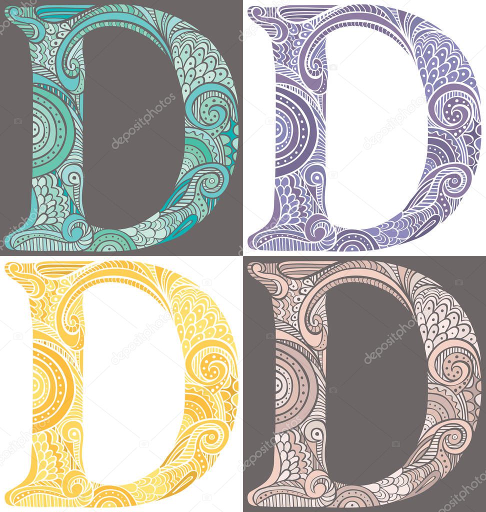 Illustrated letter D