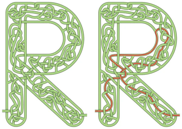 Лабіринт літера R — стоковий вектор