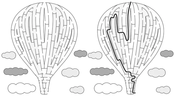 Labirin balon udara panas - Stok Vektor