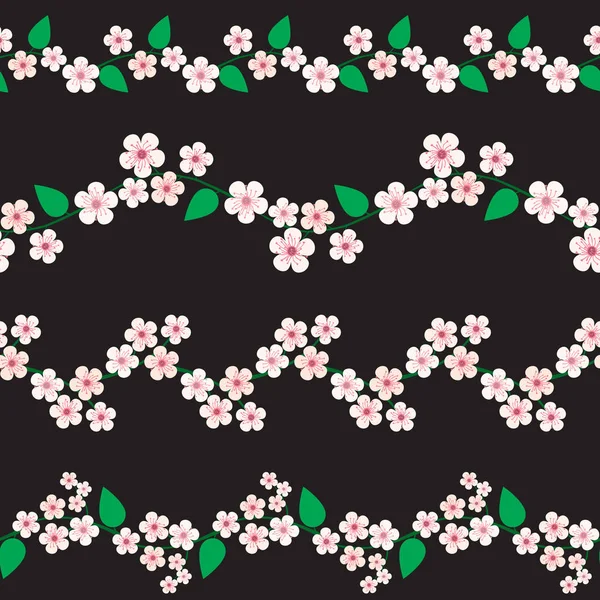 Bordures de fleurs de cerisier — Image vectorielle