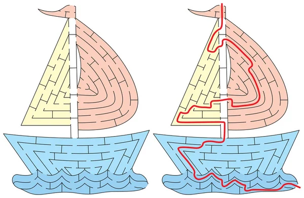 Labirynt łatwe łódź — Wektor stockowy