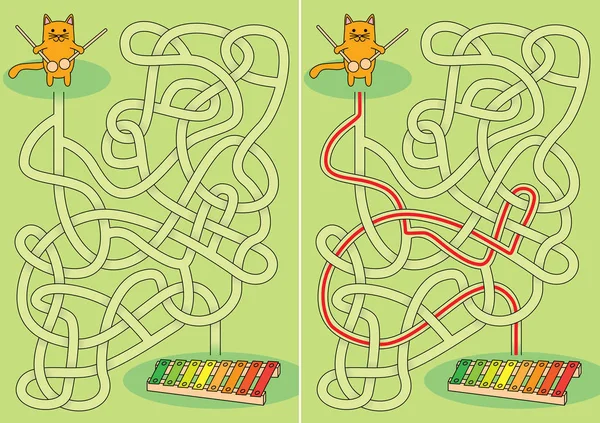 Little cat maze — Stock Vector
