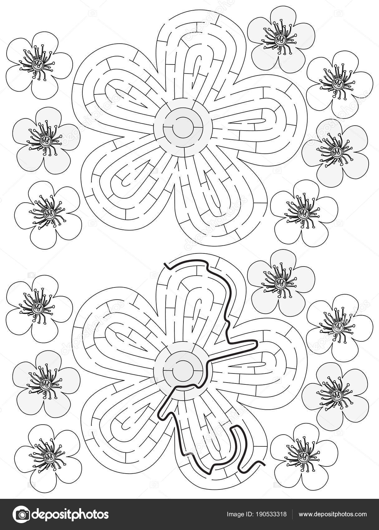 Labyrinthe De Fleurs De Cerisier Facile Image Vectorielle