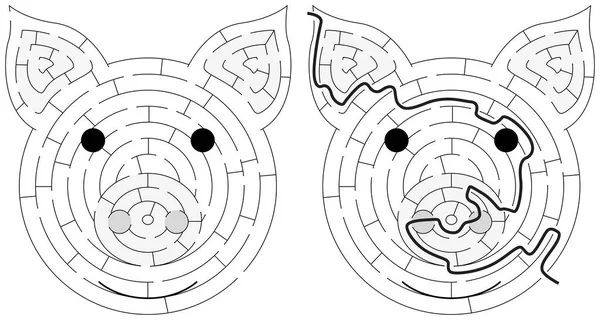 Labyrinthe de porcelets — Image vectorielle