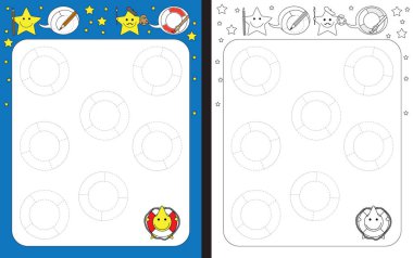 İnce motor becerileri - izleme pratik için okul öncesi çalışma hayat kemer hatları kesik