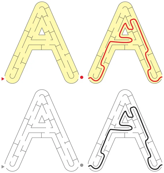 Εύκολος λαβύρινθος αλφαβήτου - γράμμα A — Διανυσματικό Αρχείο