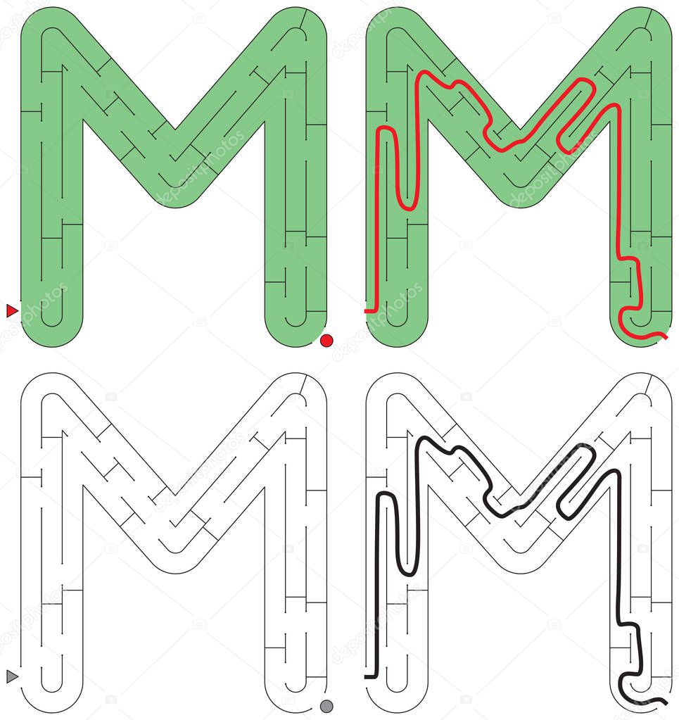 Easy alphabet maze - letter M