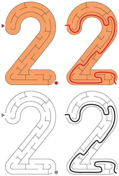 Лабиринт с простым числом - номер 2 — стоковый вектор