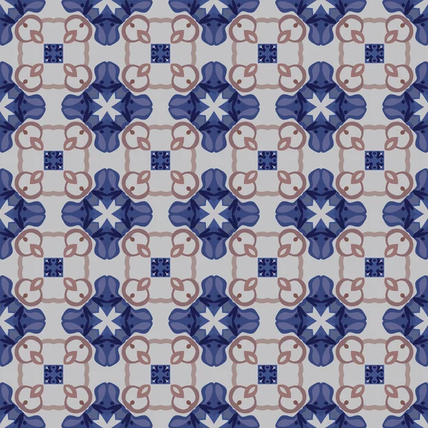 Motif Illustré Sans Couture Composé Éléments Abstraits Beige Nuances Bleu — Image vectorielle