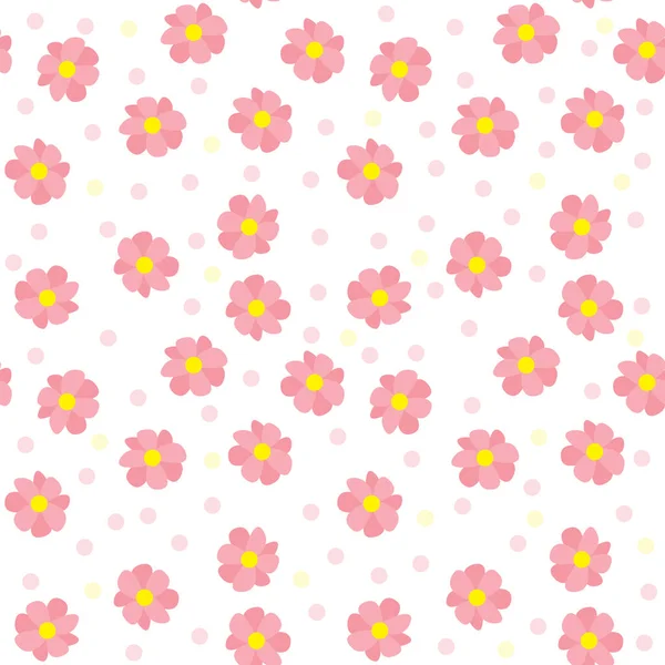 Seamless Pattern Made Illustrated Flowers White — Stock Vector