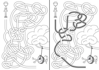 Siyah-beyaz çözümü olan çocuklar için lastik sallama labirenti