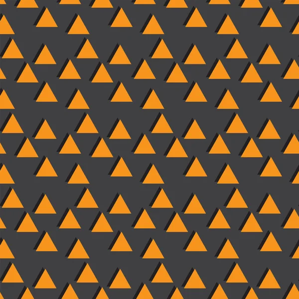 Nahtloses Muster Aus Abgebildeten Orangen Dreiecken Auf Dunkelgrau — Stockvektor