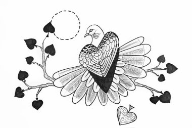 Bir güvercin beyaz arka plan üzerinde taslağını.