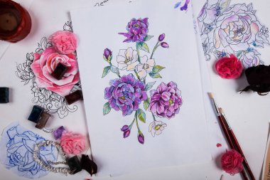 Çizimler çizim sanatçının yaratıcı tablo.