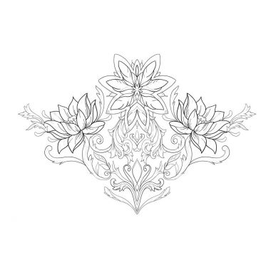 Süsleme beyaz bir arka plan üzerinde nilüferler grafik çizimi.