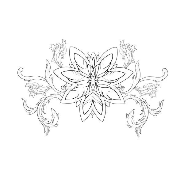 Esquisse graphique de lotus en ornement sur fond blanc . — Image vectorielle