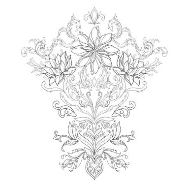 Beyaz bir arka plan üzerinde zarif bir süs güzel nilüferler bir kroki.