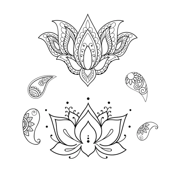 Esquisse d'un beau lotus sur fond blanc . — Image vectorielle