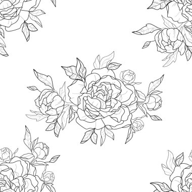 Çiçekler beyaz bir arka plan üzerinde sorunsuz güzel desen.