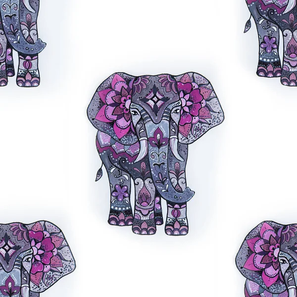 Patrón sin costuras de un elefante sobre un fondo blanco . — Foto de Stock