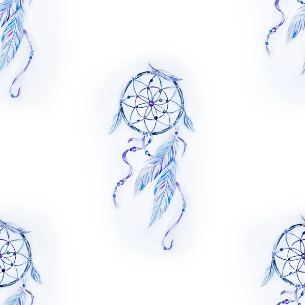 Seamless pattern of a beautiful dream catcher on a white background. — Stock Photo, Image