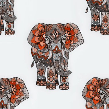 Beyaz zemin üzerine kırmızı bir filin seamless modeli.