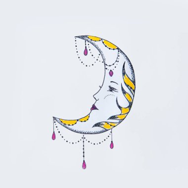 Beyaz bir arka plan güzel bir ayda taslağını.