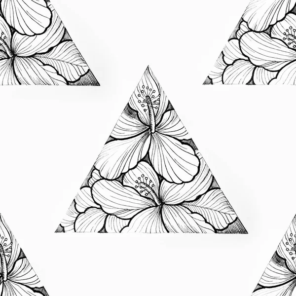 Seamless mönster av en triangel i blommor på vit bakgrund. — Stockfoto