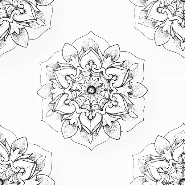 Seamless pattern of beautiful mandala on a white background. — Stock Photo, Image