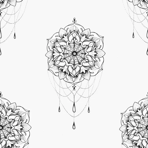 Patrón sin costuras de hermoso mandala sobre un fondo blanco . — Foto de Stock