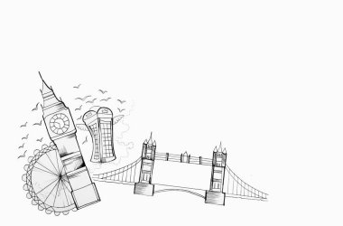 Beyaz bir arka plan üzerinde Büyük Britanya mekanlara kroki.