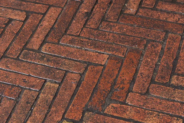 Nawierzchni ulicy czerwonej cegły — Zdjęcie stockowe