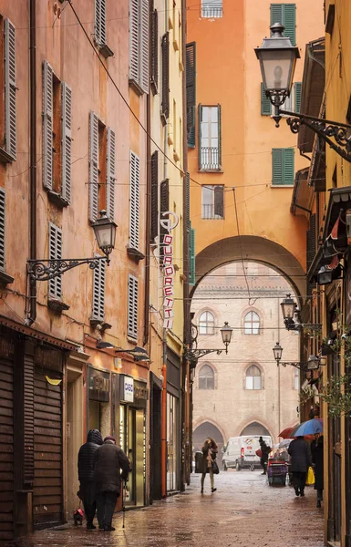 Rainy street scene Bologna Italy — Stock Photo, Image