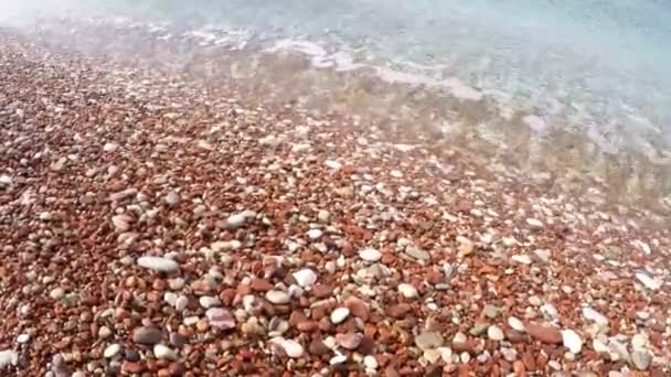Playa de guijarros rojo — Vídeo de stock