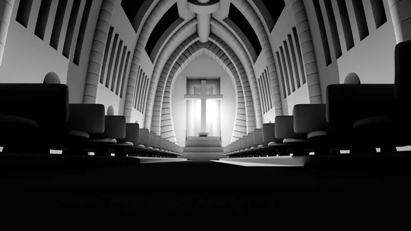 3D renderizada ilustração de um Interior da Catedral — Fotografia de Stock