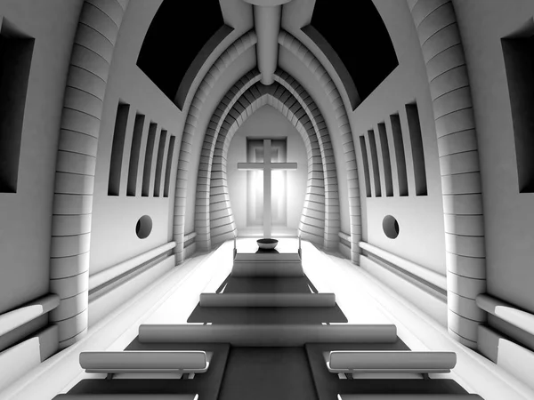 3D renderizada ilustração de um Interior da Catedral — Fotografia de Stock