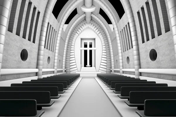 3D wytopione ilustracja wnętrza katedry — Zdjęcie stockowe