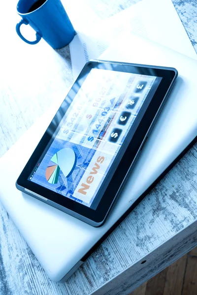 증권 거래소 무역은 Tablet pc 응용 프로그램 — 스톡 사진