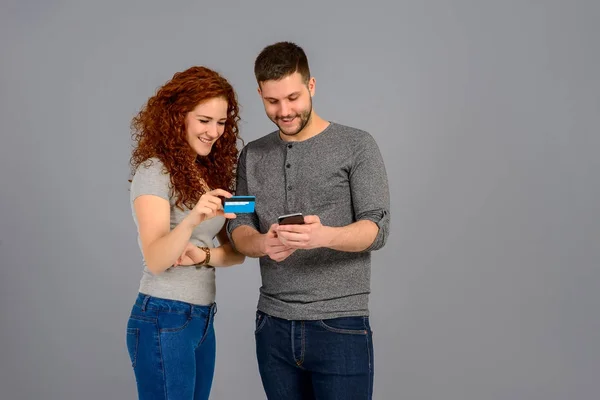 Nice young couple in the studio — Stock Photo, Image