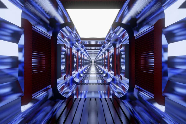 Nave espacial Hallway render — Fotografia de Stock