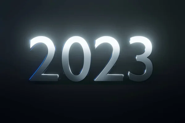 金属字母2023数字的3D说明 — 图库照片