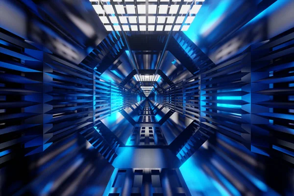 Ilustración Túnel Arquitectura Ciencia Ficción Una Nave Espacial Estación — Foto de Stock