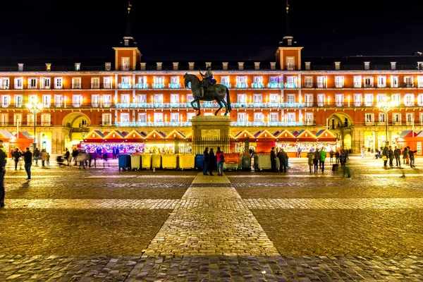 Plaza Mayor à noite em Madrid — Fotografia de Stock