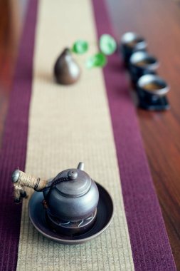Asya çay seti ahşap tablo